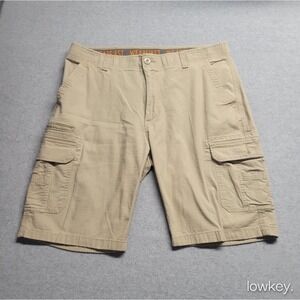 WearFirst Mens Tan Khaki Ripstop Cargo Short Size 38 Stretch Utility Tech Pocket